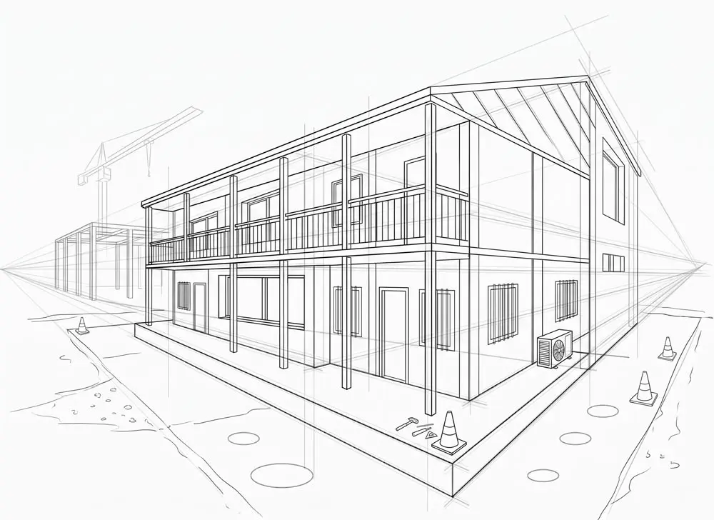 Modular camp layout drawing used for quotation scope confirmation