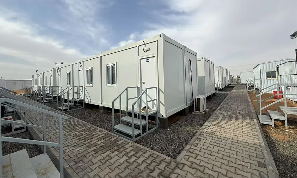 Construction site camp in Al Khobar with prefab container units