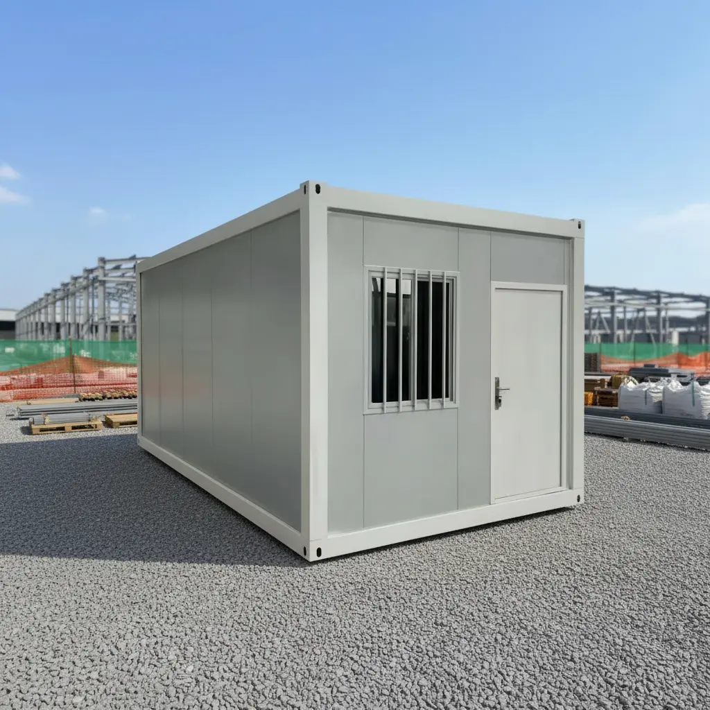 Flat pack container house project camp background