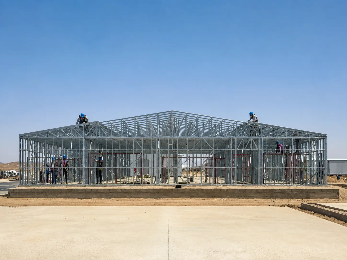 Wide span LGS building for office hall dining hall and project facilities